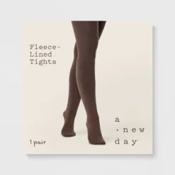 Women's Cable Knit Fleece Lined Tights - A New Day™ Brown Heather
