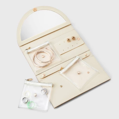 Textured Lemon Travel Folio With Mirror - A New Day™ Brown: Jewelry Storage, 18+ Age, 9" Width 3 Textured Lemon Travel Folio With Mirror - A New Day™ Brown: Jewelry Storage, 18+ Age, 9" Width