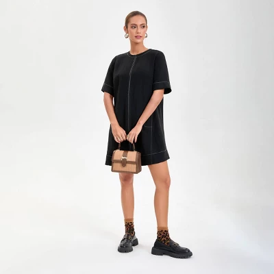 Women's Short Sleeve Swing Mini A-Line Dress - A New Day™ Black 5 Women's Short Sleeve Swing Mini A-Line Dress - A New Day™ Black - Image 3