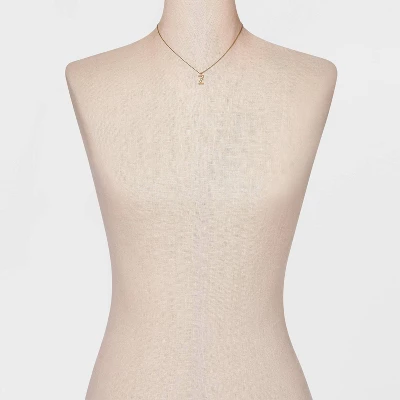 Gold Dipped Cubic Zirconia Initial Pendant Necklace - A New Day™ Gold 3 Gold Dipped Cubic Zirconia Initial Pendant Necklace - A New Day™ Gold