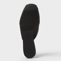 Women's Trina Satin Peep Toe Mule Flats - A New Day™ Black -A New Day™ GUEST 0600ca7d 14f4 47d7 8aa6 6de37d6c63c9