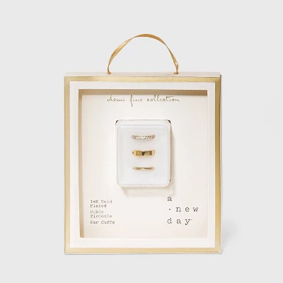 14K Gold Plated Cubic Zirconia Ear Cuffs - A New Day™ 3 14K Gold Plated Cubic Zirconia Ear Cuffs - A New Day™