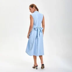 Women's Tie-Waist Midi Shirtdress - A New Day™ Blue
