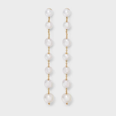 Linear Pearl Dangle Earrings - A New Day™ Pearl 5 Linear Pearl Dangle Earrings - A New Day™ Pearl - Image 3