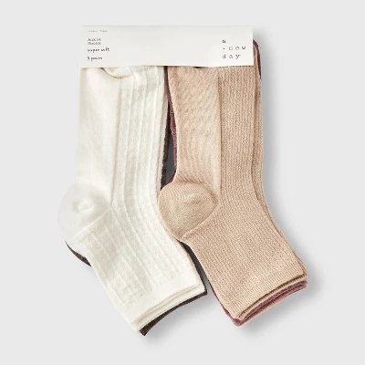 Women's Mixed Tonal Textured 5pk Ankle Socks - A New Day™ Brown/Pink/Ivory 4-10 3 Women's Mixed Tonal Textured 5pk Ankle Socks - A New Day™ Brown/Pink/Ivory 4-10