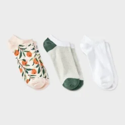 Women's Oranges 3pk Low Cut Socks - A New Day™ Orange/White/Green 4-10: Floral Pattern, Tagless -A New Day™ GUEST 08ffd212 d7d9 4dcc 96e3 b6b7c7040310