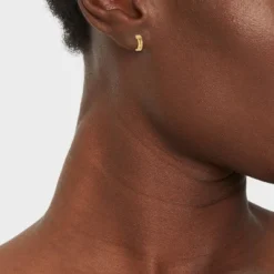 14K Gold Plated Ridge Hoop Earrings - A New Day™