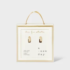 14K Gold Plated Cubic Zirconia Hoop Earrings - A New Day™ Gold -A New Day™ GUEST 0c80a647 4a28 40ed 9ef1 b5d3c744e29c