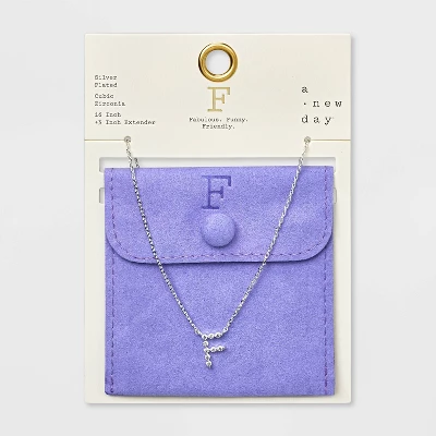 Silver Plated Cubic Zirconia Initial Pendant Necklace - A New Day™ Silver 11 Silver Plated Cubic Zirconia Initial Pendant Necklace - A New Day™ Silver - Image 9