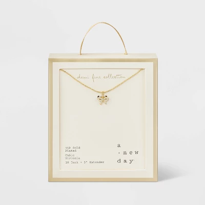 Cubic Zirconia 14k Gold Plated Pave Necklace With Extender - A New Day™ 9 Cubic Zirconia 14k Gold Plated Pave Necklace With Extender - A New Day™ - Image 7