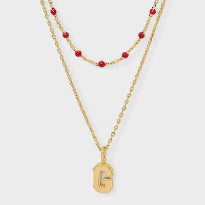 14K Gold Dipped Beaded Initial Necklace Set 2pc - A New Day™ Gold/Marron 12 14K Gold Dipped Beaded Initial Necklace Set 2pc - A New Day™ Gold/Marron - Image 10