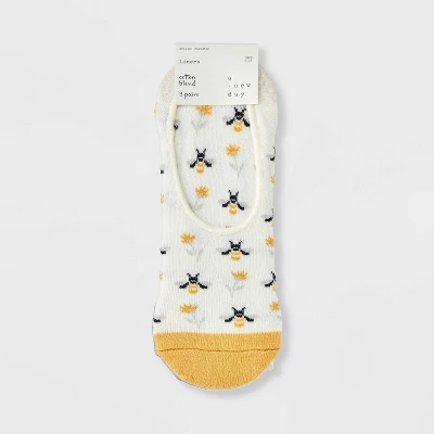 Women's Bee 3pk Liner Socks - A New Day™ Ivory/Gold/Heather Gray 4-10: Cotton Blend, Seamless Toe, Hidden Gel Heel Grip 3 Women's Bee 3pk Liner Socks - A New Day™ Ivory/Gold/Heather Gray 4-10: Cotton Blend, Seamless Toe, Hidden Gel Heel Grip