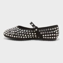 Women's Issa Rhinestone Mary Jane Ballet Flats - A New Day™ Black