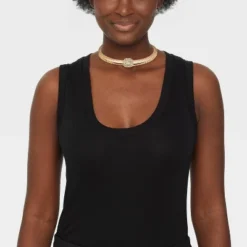 16" Omega Chain Necklace With Pave Center - A New Day™ Gold