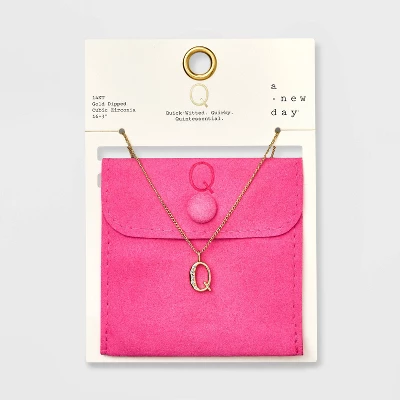 Gold Dipped Cubic Zirconia Initial Pendant Necklace - A New Day™ Gold 22 Gold Dipped Cubic Zirconia Initial Pendant Necklace - A New Day™ Gold - Image 20