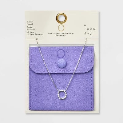 Silver Plated Cubic Zirconia Initial Pendant Necklace - A New Day™ Silver 20 Silver Plated Cubic Zirconia Initial Pendant Necklace - A New Day™ Silver - Image 18