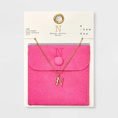 Gold Dipped Cubic Zirconia Initial Pendant Necklace - A New Day™ Gold 19 Gold Dipped Cubic Zirconia Initial Pendant Necklace - A New Day™ Gold - Image 17