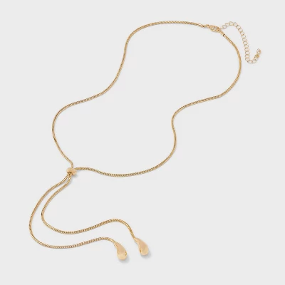 Teardrop Bean Adjustable Necklace - A New Day™ Gold: Lobster Claw Clasp, Nickel-Free Metal, 32" Length 4 Teardrop Bean Adjustable Necklace - A New Day™ Gold: Lobster Claw Clasp, Nickel-Free Metal, 32" Length - Image 2