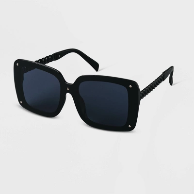 Women's Plastic Square Studded Sunglasses - A New Day™ Black 3 Women's Plastic Square Studded Sunglasses - A New Day™ Black