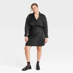 Women's Long Sleeve Satin Shirtdress - A New Day™ -A New Day™ GUEST 18f10df7 6b52 43de 9be7 de226a9f2787