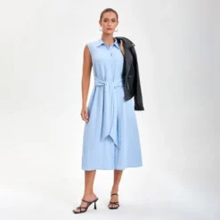 Women's Tie-Waist Midi Shirtdress - A New Day™ Blue -A New Day™ GUEST 1a0d03f1 a296 469c bb27 61553a370bf6