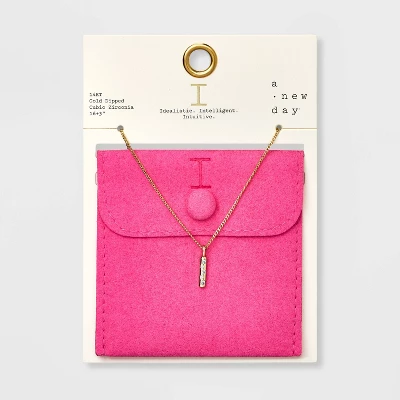 Gold Dipped Cubic Zirconia Initial Pendant Necklace - A New Day™ Gold 14 Gold Dipped Cubic Zirconia Initial Pendant Necklace - A New Day™ Gold - Image 12