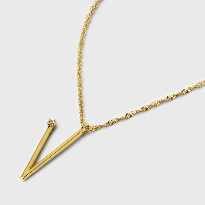 Gold Dipped Scattered Cubic Zirconia Initial Pendant Necklace - A New Day™ Gold 5 Gold Dipped Scattered Cubic Zirconia Initial Pendant Necklace - A New Day™ Gold - Image 3