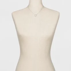 Pave Open Circle Short Pendant Necklace - A New Day™ Silver