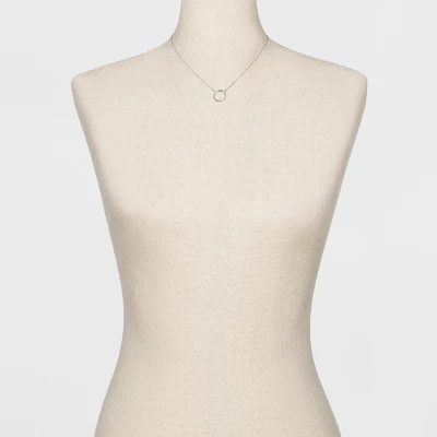 Pave Open Circle Short Pendant Necklace - A New Day™ Silver 3 Pave Open Circle Short Pendant Necklace - A New Day™ Silver