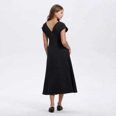 Women's Short Sleeve V-Neck Midi A-Line Dress - A New Day™ 3 Women's Short Sleeve V-Neck Midi A-Line Dress - A New Day™