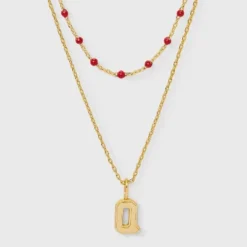 14K Gold Dipped Beaded Initial Necklace Set 2pc - A New Day™ Gold/Marron 41 14K Gold Dipped Beaded Initial Necklace Set 2pc - A New Day™ Gold/Marron -A New Day™ GUEST 1ed429ea 04e2 4e45 b7f5 ecfa0a15c736