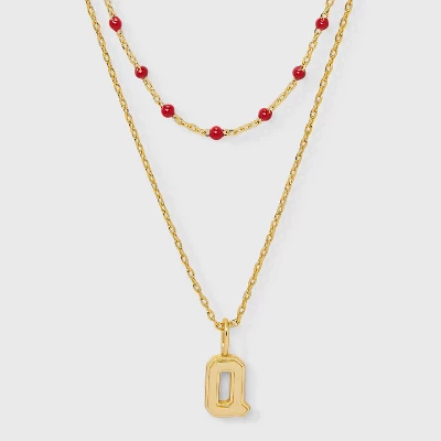 14K Gold Dipped Beaded Initial Necklace Set 2pc - A New Day™ Gold/Marron 22 14K Gold Dipped Beaded Initial Necklace Set 2pc - A New Day™ Gold/Marron - Image 20