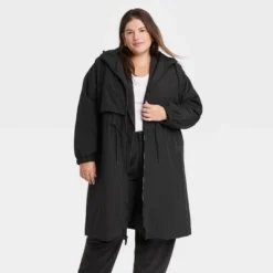 Women's Relaxed Fit Trench Rain Coat - A New Day™ Black -A New Day™ GUEST 20970525 9ae1 4193 86cf 5c36f2b050a3