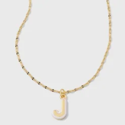 14K Gold Dipped Enamel Initial Pendant Necklace - A New Day™ Gold/White 34 14K Gold Dipped Enamel Initial Pendant Necklace - A New Day™ Gold/White -A New Day™ GUEST 20f5b974 3b6a 4e49 86c3 fe54ba4ca5ed