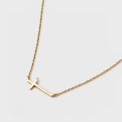 14K Gold Plated Stationed Cross Pendant Necklace - A New Day™ Gold 5 14K Gold Plated Stationed Cross Pendant Necklace - A New Day™ Gold - Image 3