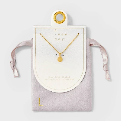 14K Gold Plated Round Initial Pendant Necklace - A New Day™ 17 14K Gold Plated Round Initial Pendant Necklace - A New Day™ - Image 15