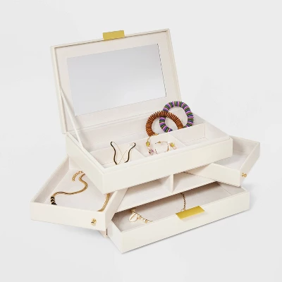 Three Drawer Side Swivel Jewelry Organizer - A New Day™ Cream: MDF Storage Box, 18+ Years 3 Three Drawer Side Swivel Jewelry Organizer - A New Day™ Cream: MDF Storage Box, 18+ Years