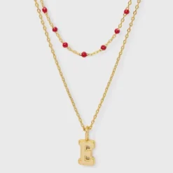 14K Gold Dipped Beaded Initial Necklace Set 2pc - A New Day™ Gold/Marron 29 14K Gold Dipped Beaded Initial Necklace Set 2pc - A New Day™ Gold/Marron -A New Day™ GUEST 23fe40f4 60c2 4d93 b11d 8a3deda5ce85