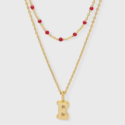 14K Gold Dipped Beaded Initial Necklace Set 2pc - A New Day™ Gold/Marron 10 14K Gold Dipped Beaded Initial Necklace Set 2pc - A New Day™ Gold/Marron - Image 8