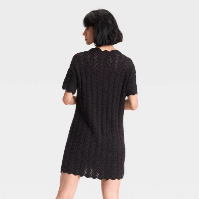 Women's Short Sleeve Pointelle Mini Sweater Dress - A New Day™ 3 Women's Short Sleeve Pointelle Mini Sweater Dress - A New Day™