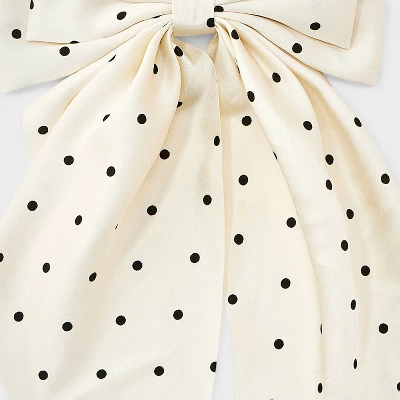 Satin Polka Dot Double Bow Hair Barrette - A New Day™ Ivory: Classic Pattern, Recycled Polyester, All Hair Types 3 Satin Polka Dot Double Bow Hair Barrette - A New Day™ Ivory: Classic Pattern, Recycled Polyester, All Hair Types