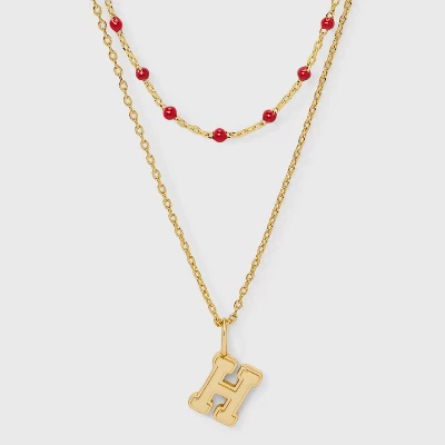 14K Gold Dipped Beaded Initial Necklace Set 2pc - A New Day™ Gold/Marron 13 14K Gold Dipped Beaded Initial Necklace Set 2pc - A New Day™ Gold/Marron - Image 11
