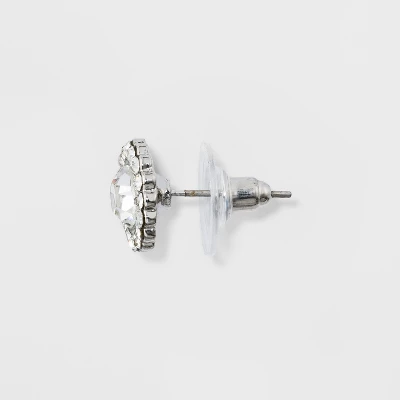 Pave Flower Stud Earrings - A New Day™ Silver: Nickel-Free, Shiny Finish, Post Closure 3 Pave Flower Stud Earrings - A New Day™ Silver: Nickel-Free, Shiny Finish, Post Closure