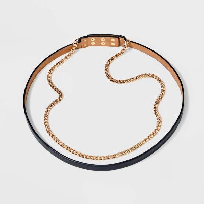 Women's Gold Chain Waist Belt - A New Day™ Black 3 Women's Gold Chain Waist Belt - A New Day™ Black