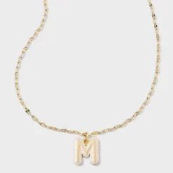 14K Gold Dipped Enamel Initial Pendant Necklace - A New Day™ Gold/White 37 14K Gold Dipped Enamel Initial Pendant Necklace - A New Day™ Gold/White -A New Day™ GUEST 2b4dc753 8290 4030 8e95 911bf87034ea