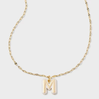 14K Gold Dipped Enamel Initial Pendant Necklace - A New Day™ Gold/White 18 14K Gold Dipped Enamel Initial Pendant Necklace - A New Day™ Gold/White - Image 16