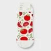 Women's Tomatoes 3pk Liner Socks - A New Day™ Red/Ivory/Heather Gray 4-10: Seamless Toe, Nonslip Grippers
