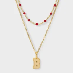 14K Gold Dipped Beaded Initial Necklace Set 2pc - A New Day™ Gold/Marron 26 14K Gold Dipped Beaded Initial Necklace Set 2pc - A New Day™ Gold/Marron -A New Day™ GUEST 2dcf1c78 7455 4290 b215 db0468aed241