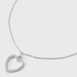 Sterling Silver Open Heart Cubic Zirconia Necklace - A New Day™: Spring Ring Clasp, 16" Pendant 9 Sterling Silver Open Heart Cubic Zirconia Necklace - A New Day™: Spring Ring Clasp, 16" Pendant -A New Day™ GUEST 2f0cab75 09ae 4857 adb4 e3c9bc32c2a9