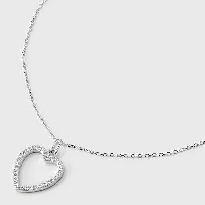 Sterling Silver Open Heart Cubic Zirconia Necklace - A New Day™: Spring Ring Clasp, 16" Pendant 6 Sterling Silver Open Heart Cubic Zirconia Necklace - A New Day™: Spring Ring Clasp, 16" Pendant - Image 4